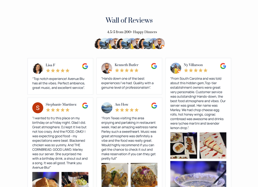 Restaurant Website Reviews Page